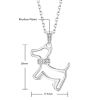 Collier pendentif chien en argent sterling QXS925 avec zircone cubique, breloque animale, vente en gros personnalisée, OEM ODM, fabricant de bijoux fins