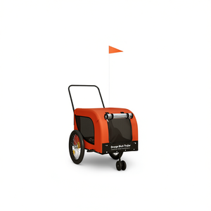 Rimorchio per Bicicletta per Animali Domestici Arancione e Nero, in Resistente Tessuto Oxford e Ferro, per Avventure all'Aperto - Product Image 1