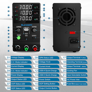 0-<span class=keywords><strong>30V</strong></span> 0-10A Alimentation de banc régulée <span class=keywords><strong>DC</strong></span> à commutation réglable avec affichage LED à 4 chiffres de haute précision - Product Image 6
