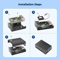 Casing Jaring Logam Paduan Aluminium Tahan Lama dengan Kipas Pendingin Kompatibel dengan Raspberry Pi 5 4GB 8GB-Modul dan Kit Elektronik