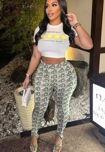 C0243 yeni gelenler moda tasarımcısı baskılı kadın rahat pantolon 2 parça Set - Product Image 4