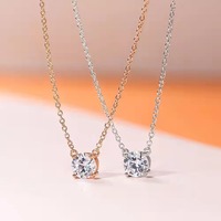 Nouveau à la mode Simple 18K plaqué or CZ Dainty Solitaire collier ras du cou diamant Zircon cristal collier pour les femmes