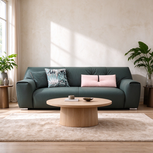 Sofá de Gamuza con Respaldo Acolchado con Botones, Asiento Ancho, Cojín de Felpa, Base Baja, Estilo Moderno Japandi Minimalista para Sala de Estar, Hotel, Villa, Dormitorio - Product Image 3
