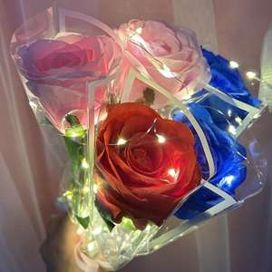 Bouquet de roses lumineuses, fleurs artificielles en soie lumineuses à LED, cadeau pour la Saint-Valentin, la fête des mères, décoration de table de mariage, centre de table pour fête - Product Image 3