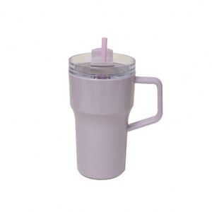 Nouvelle tasse de voiture de 20 oz, grande capacité, en plastique monocouche avec paille et poignée, portable pour l'extérieur - Product Image 1