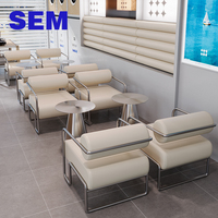 Canapé de restaurant moderne SEM, table ronde de café, chaises de bar, ensemble de table à manger en acier inoxydable, mobilier commercial