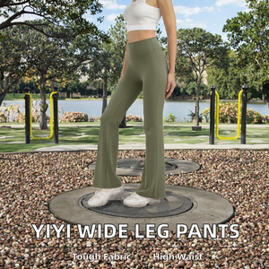 YIYI Leggings de sport pour femme, doux, taille haute, effet push-up, coupe évasée, jambe large, taille élastique, décontracté, style bootcut, pour le yoga et la gym - Product Image 2