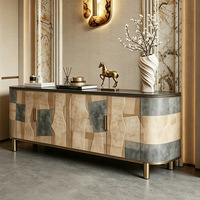 Buffet de luxe italien moderne, artistique, à blocs de couleur, haut de gamme, pour entrée de villa et meuble de rangement de salon