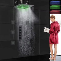 Robinet de douche mural monocommande en laiton brossé noir, avec jet pluie doux, pour salle de bain, baignoire, hôtel, villa