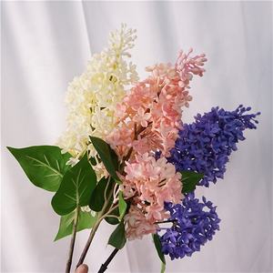 2 teste PVC vero tocco artificiale <span class=keywords><strong>viola</strong></span> blu <span class=keywords><strong>fiori</strong></span> bianchi <span class=keywords><strong>lilla</strong></span> per il centro del tavolo decorazione per la casa della festa di nozze - Product Image 2