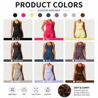 Ensemble de sport pour femmes GH avec logo personnalisé, tissu brossé, coupe ajustée, haute élasticité, léger, pour la course à pied, la gym et le yoga