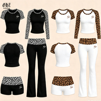 Ensembles pour femmes, imprimé léopard, ensemble deux pièces, haut à manches longues avec pantalon évasé, motif guépard, vêtements de détente pour femmes