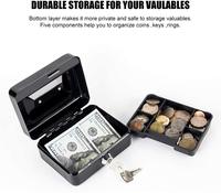 Steel Mini Cash Box with Removable Coin Tray and Key Lock