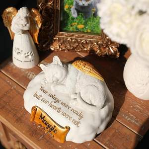 HENTOL <strong>Cat</strong> <strong>Urn</strong> with Angel Wings Made of Resin Engraving Your Pet's Name Date &amp; Quote - Product Image 6