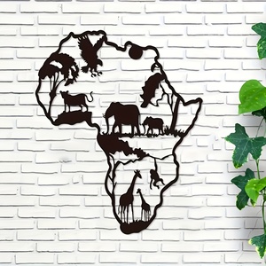 Decorazione da Parete in Ferro Battuto a Forma di Mappa dell'Africa con Silhouette di Elefante e Fauna Selvatica per <span class=keywords><strong>Compleanno</strong></span>, Soggiorno, Ufficio, Cortile, Fattoria - Product Image 6