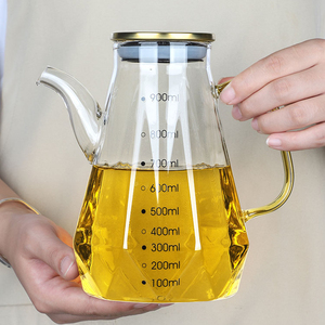 Distributeur de stockage de cuisine bouteille de <span class=keywords><strong>vinaigre</strong></span> de Sauce bouteilles d'huile d'olive en verre transparent distributeur de cuisine - Product Image 1