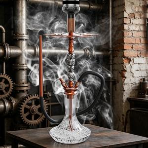 Cachimba color cobre con diseño de calavera, juego de pipa de vidrio con base transparente para lounge, bar o fiesta - Product Image 2