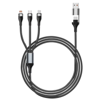 Banque d'alimentation portable 3-en-1 100W en alliage d'aluminium et nylon, USB-C vers USB-A, charge rapide 5A, compatible téléphones iOS/Android