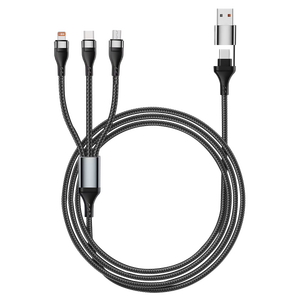 Câble compatible 3-en-1 portable en alliage d'aluminium USB-C USB-A 100W pour charge rapide 5A, batterie externe pour téléphones <span class=keywords><strong>iPhone</strong></span>/Android - Product Image 2