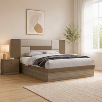 Ensembles de chambre à coucher de luxe en bois de style turc, lit double rembourré, cadre en bois moderne, taille king size, meubles de chambre à coucher pour la maison