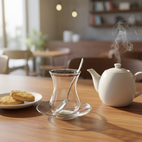 Luxuriöse Individuelle Borosilikatglas Hitzebeständige 3oz/200mL Eierförmige Teetassen & Untertassen für Türkischen Kaffee