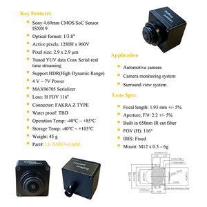 Leopard Imaging LI-ISX019-GMSL GMSL2 <b>Camera</b> 1.3MP HDR LFM FAKRA Interface for Automotive Surround View ADAS Perception Robotics - Product Image 4