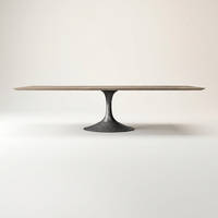 Ensemble de table à manger en bois avec base en acier coulé, plateau en bois moderne, table à manger rectangulaire pour les designers d'intérieur