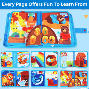 Nouveaux jouets éducatifs Montessori : Livre sensoriel en feutre Arche de Noé, Tableau d'activités en tissu doux pour tout-petits, Livre d'éveil pour développer les compétences de base - Product Image 4