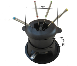 Vente en gros Bon marché de haute qualité Mini couverture ronde en forme de fleur Ensemble de <span class=keywords><strong>fondue</strong></span> au chocolat au fromage en fonte émaillée - Product Image 4