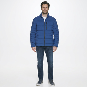 Wholesale Men Canvas Puffer Jacket Lightweight Insulated <b>Warm</b> <b>Waterproof</b> Windproof Breathable Outdoor Front Logo Stand Collar - Product Image 1