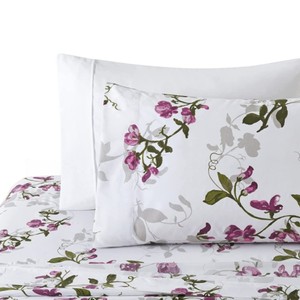 Bán Chạy Bộ Ga Trải Giường Vi Sợi Chải Họa Tiết Hoa Màu Hồng Nhạt Với 4 Vỏ Gối - Product Image 2