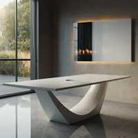 Table de conférence ovale pliable de luxe pour salle de réunion, petite, modulaire, avec écran tactile, prise moderne et ensemble de chaises