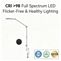 Lampe de bureau LED contemporaine en métal pliable avec commande tactile/télécommande, alimentation CA, 95 CRI, luminosité réglable pour bureau, chambre et salon