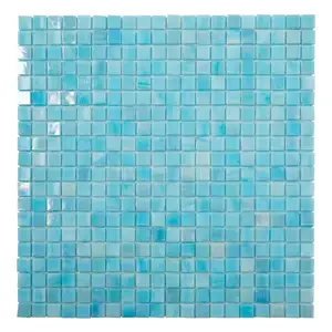 Hot Selling 20x20mm Blue Glass Square Mosaic Tile For Swimming Pool