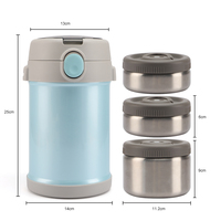 Conjunto de termo de acero inoxidable de alta calidad para alimentos, termo aislado