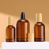 Botol Semprot Parfum Kaca Mewah Warna Amber Ukuran 30 ml 50ml 100ml yang Dapat Disesuaikan