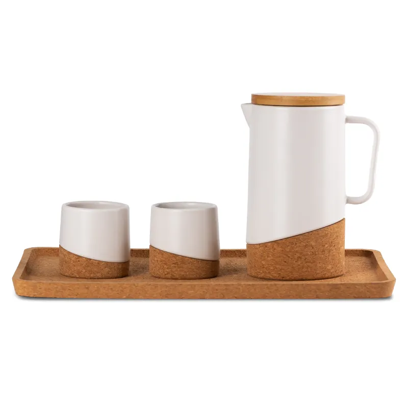 Mantar ile benzersiz basit yaratıcı süt içme su ısıtıcısı seramik kahve çay seti ev su cam çaydanlık Set