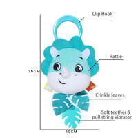 Hochet pour bébé avec animal en peluche froissé, jouet vibrant à tirer, jouet à suspendre à la poussette