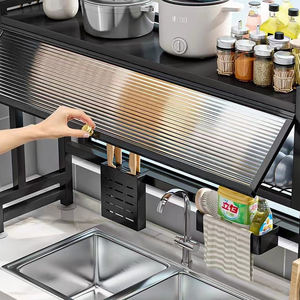 SANIPRO, organizador de almacenamiento de vajilla de gran capacidad para cocina, estante de secado sobre el fregadero, estante escurridor de platos con puerta de armario a prueba de polvo - Product Image 3