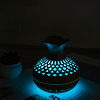 Nouveau Design Humidificateur d'air à Brume Froide Portable Diffuseur d'Huiles Essentielles 300ML Grain de Bois Fleur Humidificateur USB pour la Maison