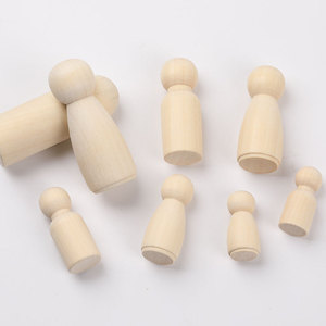 Poupées en bois, ensemble de 60 pièces avec poignées, couleur naturelle, pour enfants, jouet à faire soi-même, 18 cm - Product Image 2