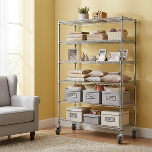 6단 조절 가능한 내구성 있는 철제 선반 가정 및 차고용-크롬 도금 창고 선반 및 디스플레이 선반 - Product Image 3