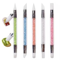 Haute qualité Double extrémité ongles pointillage stylo ensemble professionnel 5 couleurs cristal Silicone Gel stylo gaufrage brosse