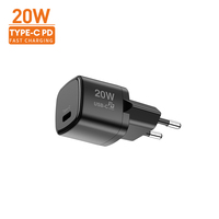 Pengisi daya Cepat USB-C Mini 20W, pengisi daya dinding Port tunggal PD3.0 US EU UK KR colokan untuk iPhone 15 Max Samsung