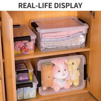 Bacs de rangement en plastique NFS noirs avec fermoir à boucle, empilables, transparents, pour la maison, le garde-manger, le bureau, la salle de classe
