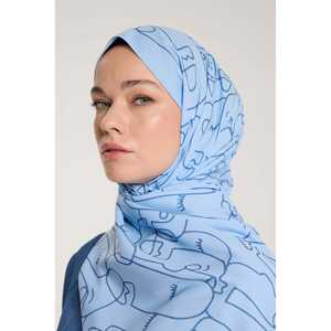 Écharpe à imprimé floral bleu ciel pur, douce et respirante, avec un design d'automne, fine et confortable pour un usage quotidien - Product Image 1