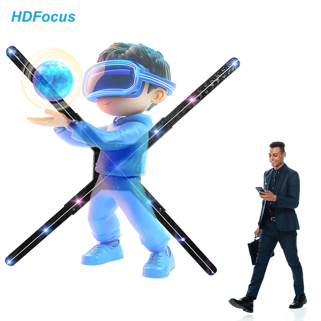 75CM 3D Holographic Fan Display for Indoor Advertising - LED Hologram Projector with Floating Visual Effects