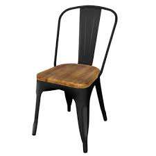 Sillas de comedor de metal de hierro clásicas modernas, respaldo de asiento de madera, estilo Industrial Vintage apilable para uso en interiores y exteriores, oficina en casa - Product Image 3