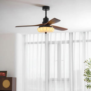 Wabi Sabi โคมไฟเพดานสไตล์จีนย้อนยุคห้องนั่งเล่นห้องรับประทานอาหารบ้านชาห้องนอนไม้เนื้อแข็งโคมไฟผ้าใบมีด - Product Image 2