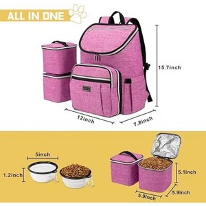 pets' travel bags - <b>Dog</b> Travel Kit with 2 <b>Collapsible</b> Silicone <b>Bowls</b>, 2 Food Containers, Multi-Use Pockets for Pet - Product Image 6